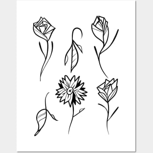 Minimalist Flowers Posters and Art